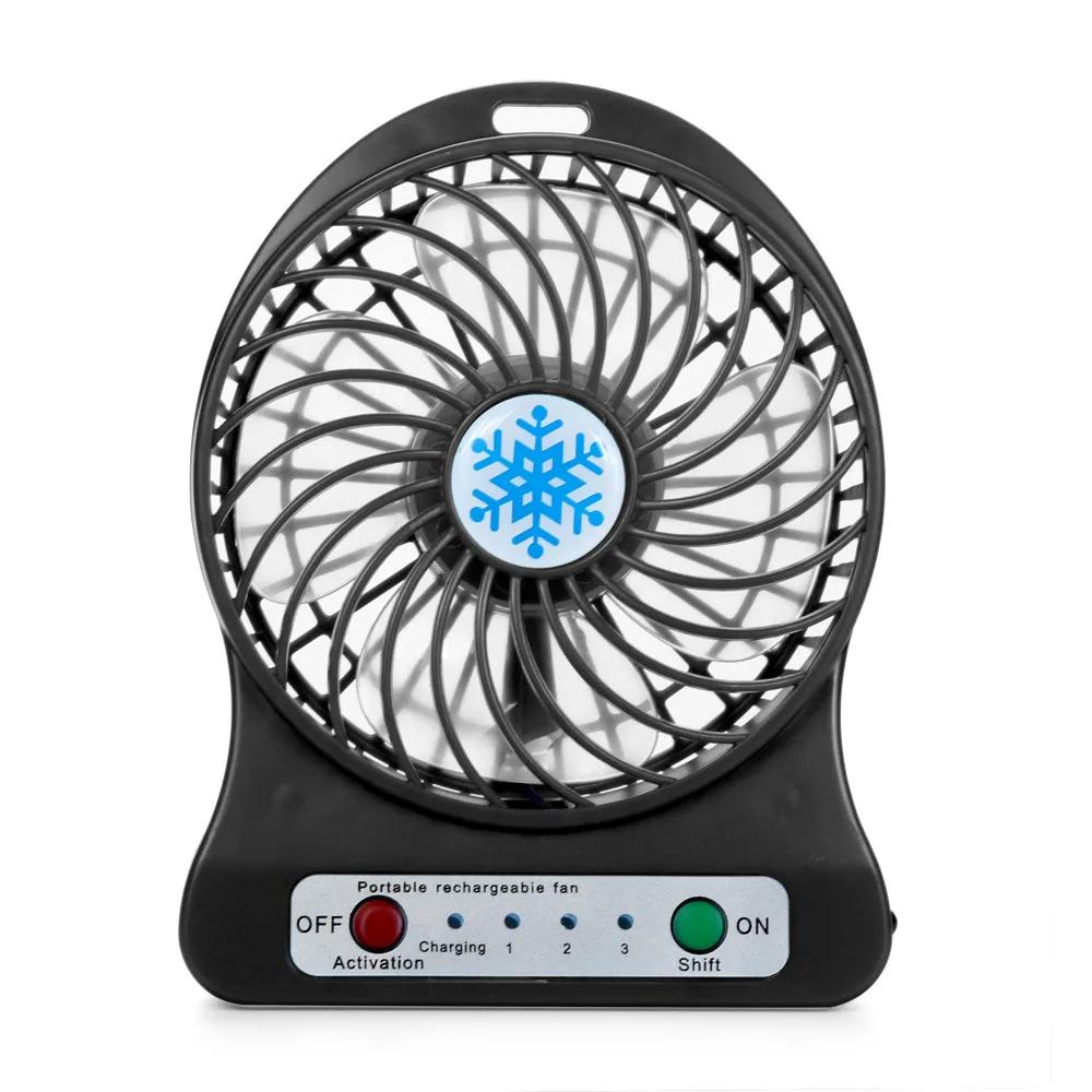 Portable Rechargeable LED Light Fan Cooler Mini Desk USB 18650 Battery Fan Box Fan Air Cooling Fan Fan for Stroller Table Fan