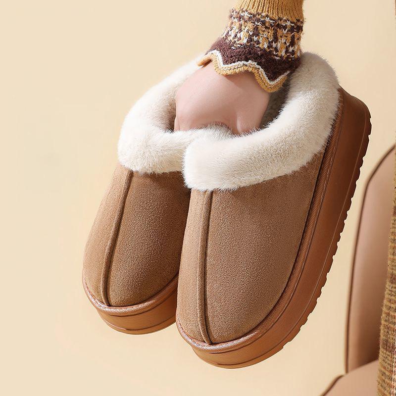 Обувь женская 2024 года, трендовая зимняя замшевая зимняя обувь для улицы на толстой подошве, теплая нескользящая платформа, теплая повседневная хлопковая обувь