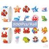 500Pcs/Roll Q Marine Animals Kids Rewards Stickers - DIY Scrapbooks Album Decor Sealing Label Decals