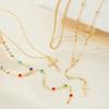 4Pcs Trendy Cross Pendant Necklace For Women Colorful Crystal Chain Rosary Y Necklace Female Fashion Jewelry Gift