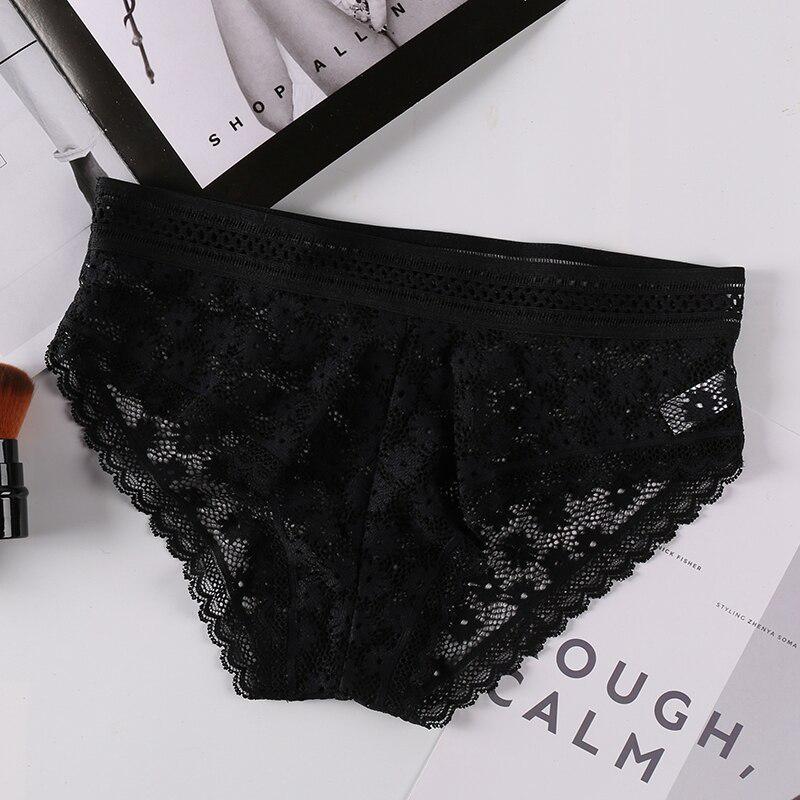 Women's Lace Panties Comfort Underwear Daisy Print Lace Briefs