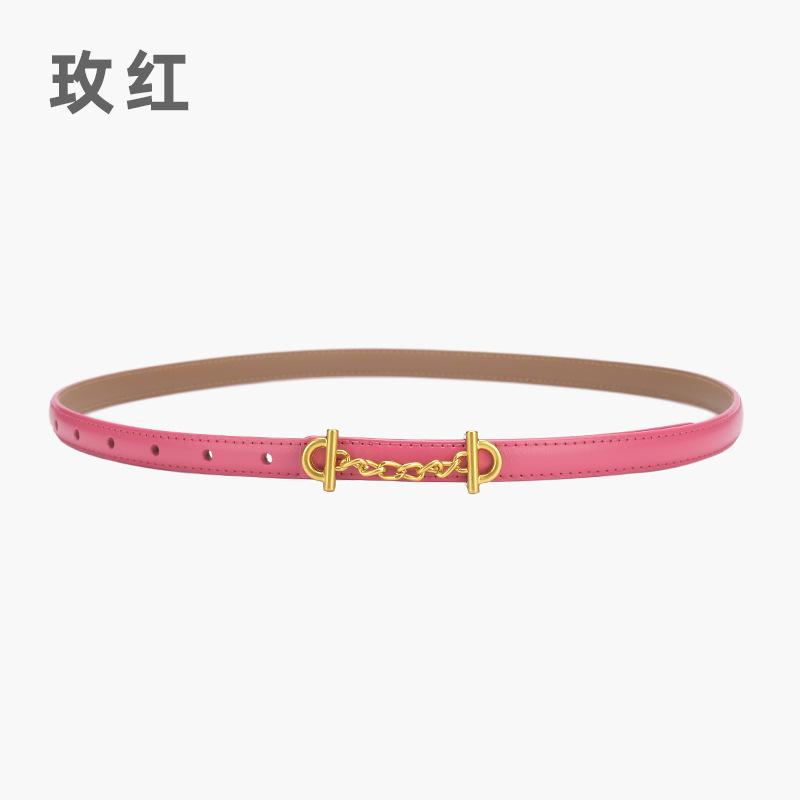 Retro Chain Smooth Buckle Belt For Women, Simple Style Jeans Belt For Women