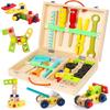 Children's Wooden Toy Tool Box Montessori Toy Educational Games Tool Box Children Children's Toy From Gift Girls Boys 2 3 4 5 6 Years 34 Pieces
