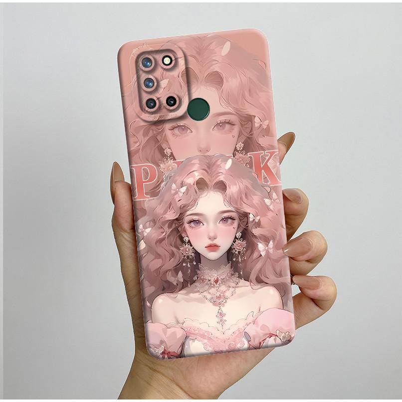 Phone Case For Realme 7I RMX2103 C17 Shockproof Case For Realme C17 Pretty Flowers Liquid Soft Silicone Back Cover Bumper Fundas