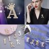 Fashion Crown 26 Initial Letters A To Z Rhinestone Brooches For Women Coat Dress Lapel Collar Pin Jewelry Accessries