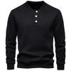 Men's Velvet Long Sleeved Quarter Buttoned Sweatshirt Casual Knit Pullover Baseball Collar