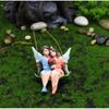 Garden Decoration Crafts Couple Figurines Swing Flower Fairy Garden Micro Landscape Pendant  Resin Craft Creative Decoration