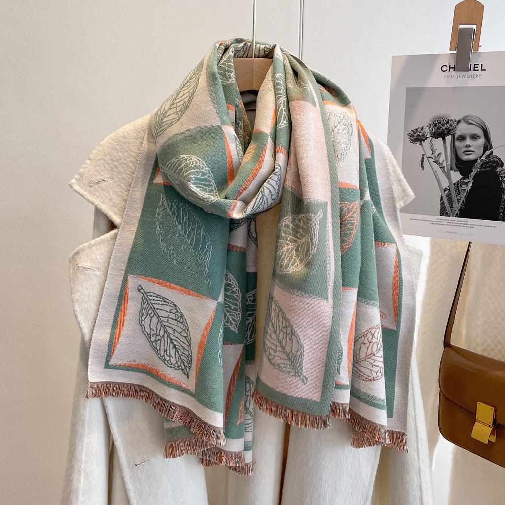 Classic Black And White Plaid Korean Version Imitation Cashmere Scarf, Thickened Warm Scarf, Women'S Double-Sided Dual-Purpose Large Shawl