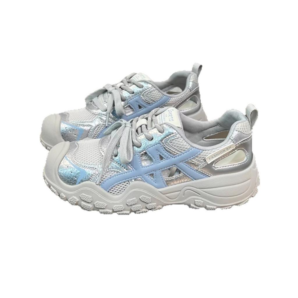 Thick-soled Hollowed-out and Breathable Leather Dad Shoes for Women 2025 New Versatile and Comfortable Outdoor Mountaineering Cave Sandals