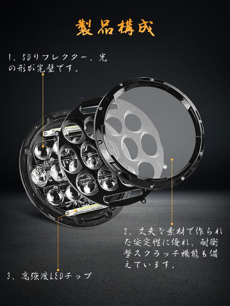 Samman Headlight 7-дюймовая светодиодная фара с корпусом для Harley с DRL Beam, белая, яркая, водонепроницаемая, 75 Вт, универсальная, для набора из 1 Hi/Lo Harley, Yamaha,