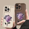 Мягкий чехол для телефона с принтом фиолетовой кристальной розы для iPhone 16 Pro Max 15 14 Pro 13 12 11 XS XR 8 7, модный противоударный чехол из ТПУ для защиты объектива, матовый чехол