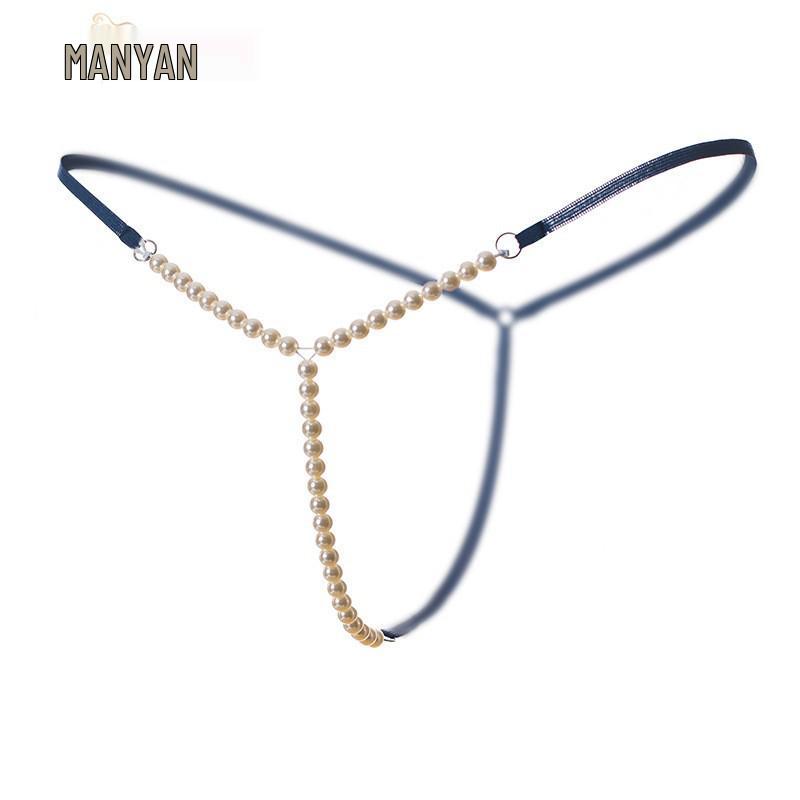 Элегантное прозрачное стринги с Т-образной спинкой и жемчужной отделкой для женщин