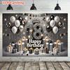2D Элегантный фон для 18-летия "С Днем Рождения" с Алмазным Числом 18 Фон для Вечеринки
