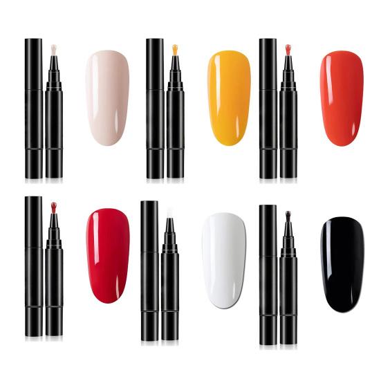 1/6Pcs Nail Polish Pen 3-in-1 Quick Dry Long Lasting High Gloss DIY Manicure Nail Art Natural Nude Women Girls Fingernail Toenail Gel Polish Pen