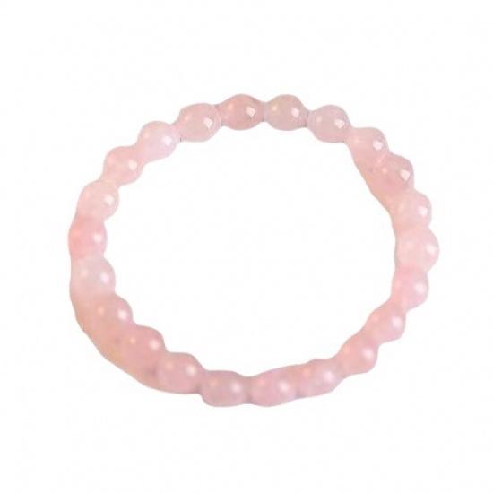 Natural Pink Quartz Bracelet for Women, Simple and Fresh Pink Crystal Beaded Bracelet, Pink Simple Beaded Fortune Bead Jewelry for Girls
