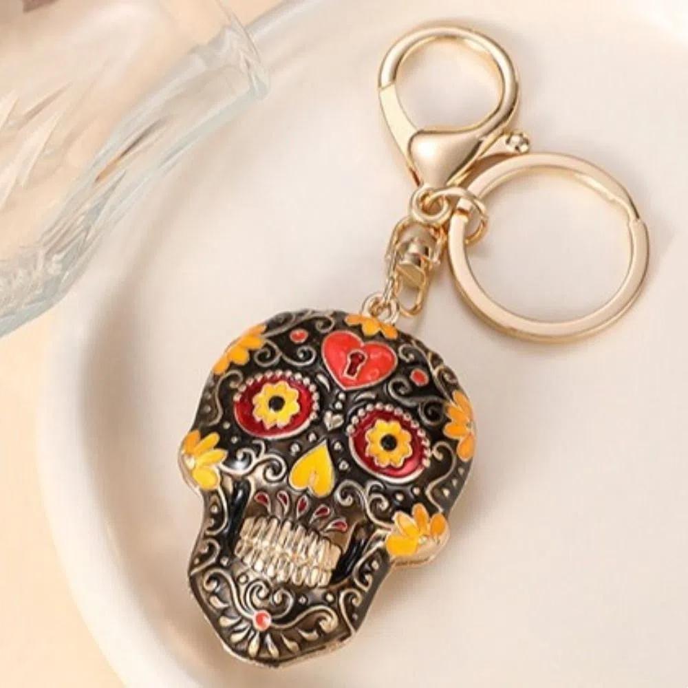 With Buckle Skeleton Keyring Mandala Skull Key Chain Pedant Bag Charm Pendant Skull Keychains Car