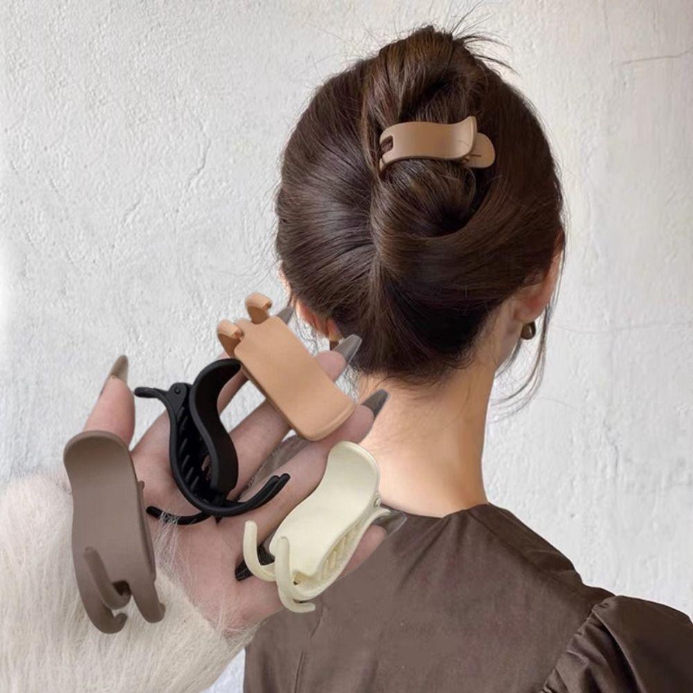 Solid Color Small Hair Claw Clips Simple Barrette Fashion Ponytail Hair Clip  Women