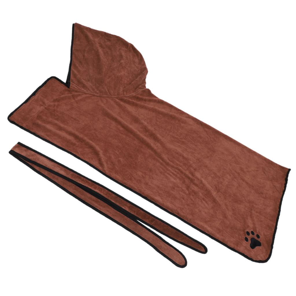 Халат для домашних животных, впитывающий воду, для собак, кошек, носимое полотенце с капюшоном и поясом, коричневый, XL