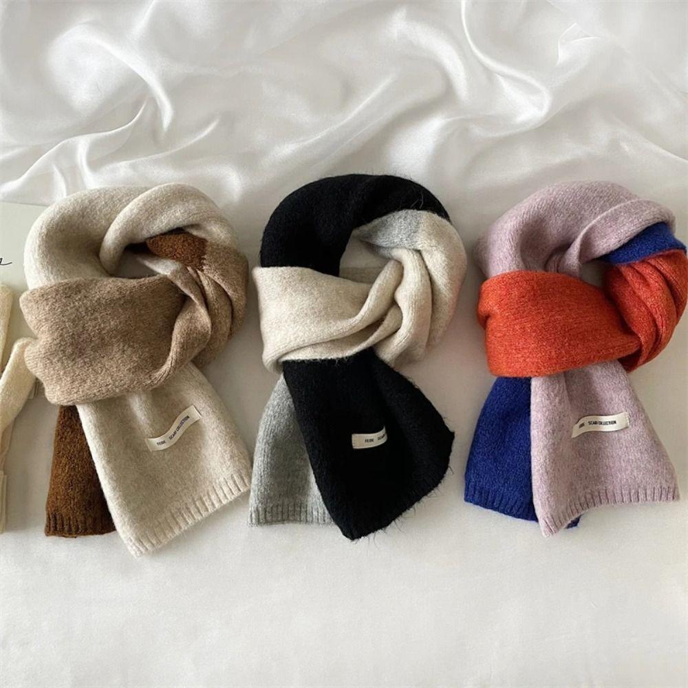 Striped Knitted Scarves Korean Style Neckerchief Shawl New Wool Scarf L Women