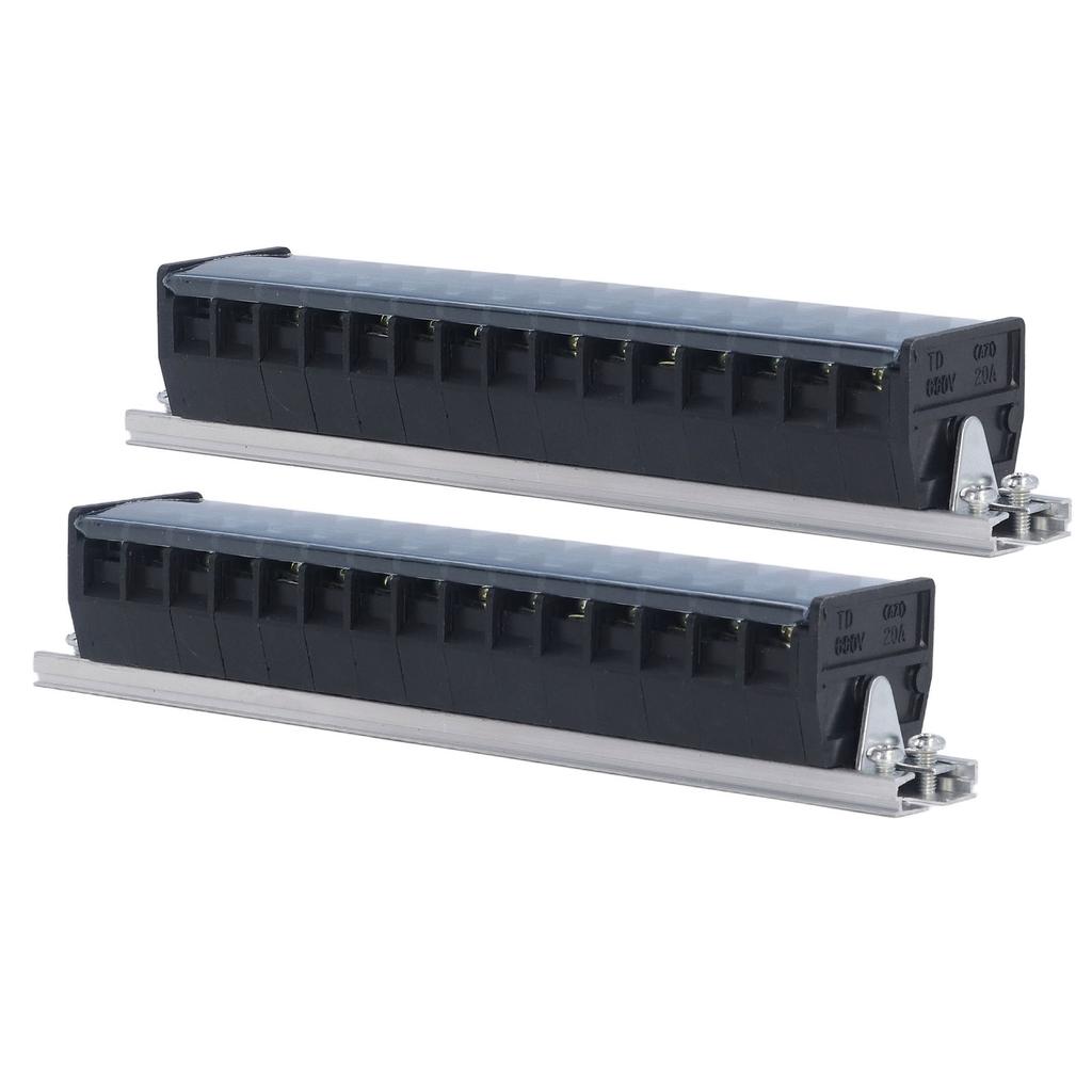 2PCS 660V 20A Wire Barrier Block Rail Wiring Terminal Strip Insulated Shell for Bridge Lighting T2015