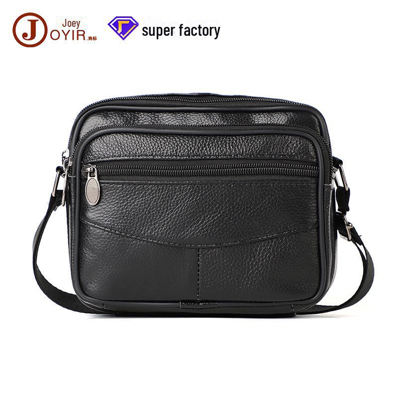Men's Genuine Leather Messenger Bag - Casual Fashion, First Layer Cowhide, Small Shoulder Bag for Business and Travel.