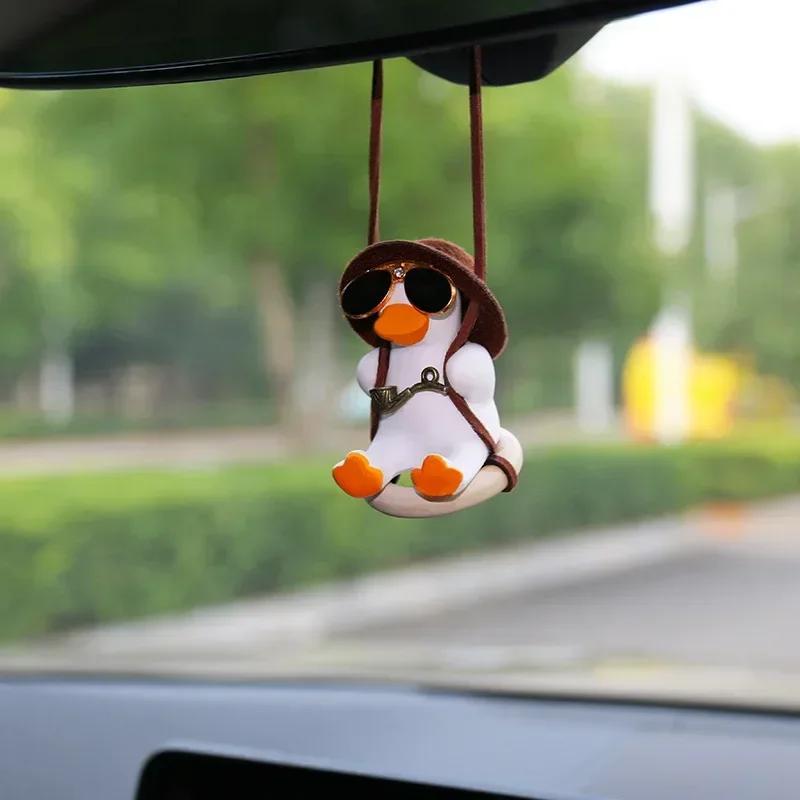 Cute Car Interior Duck Anime Decoration Gypsum Auto Rearview Mirror Pendant for Swing Car Decoration Accessories Dropship