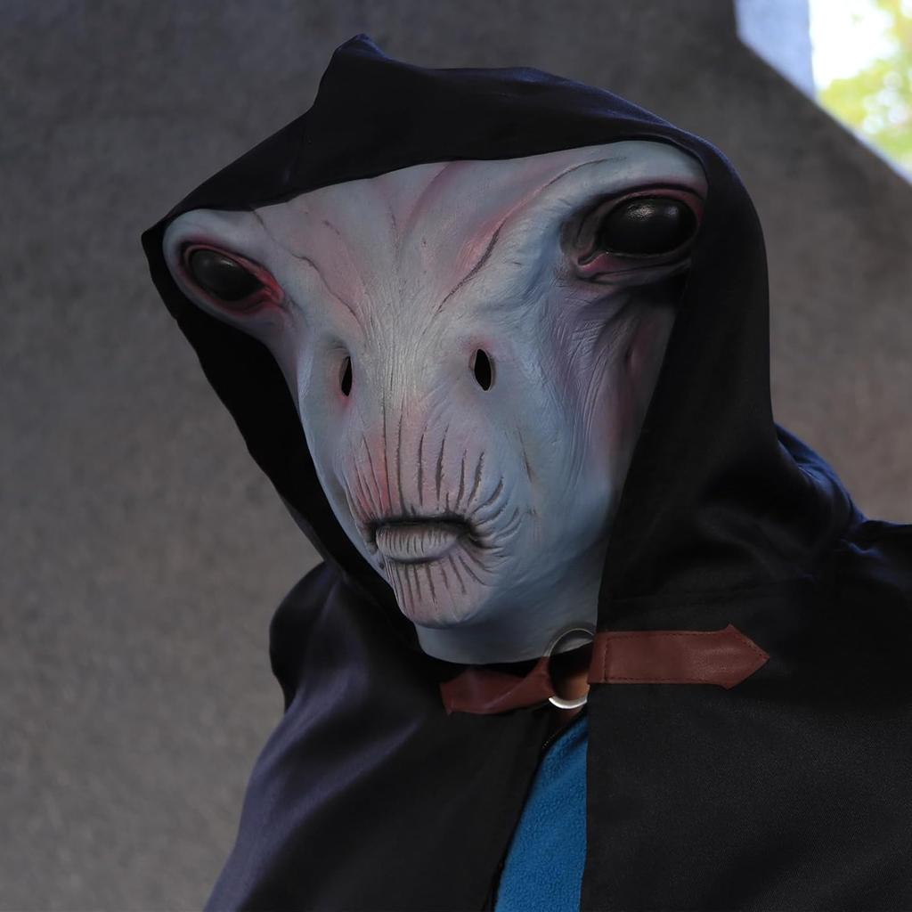 3D Realistic Alien Latex Full Head Masks UFO Prank Costume Halloween Cosplay Party Props Scary Party Decoration Novelty Mask