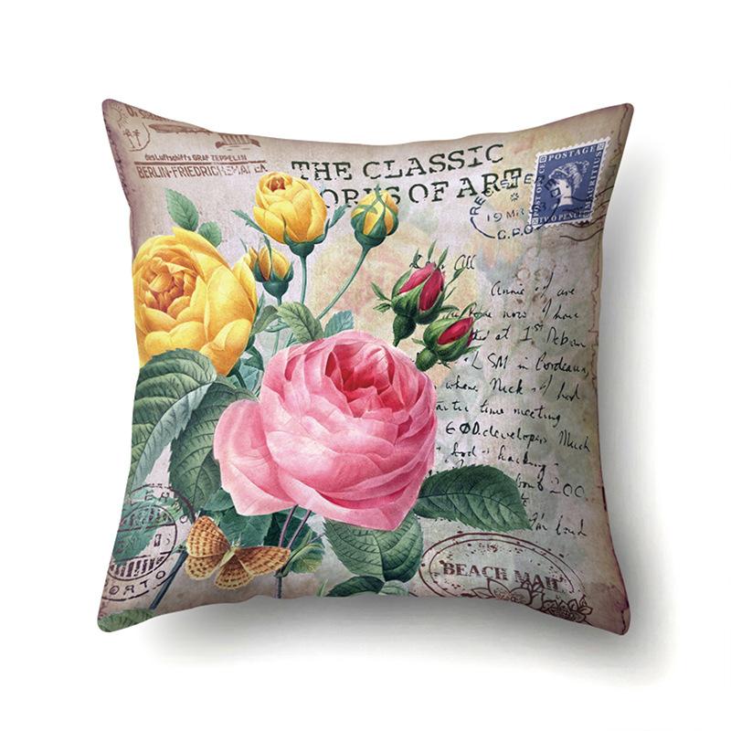 Полиэстеровая наволочка Автомобильная декорация Наволочка с ретро-принтом Чехол для поясничной подушки Чехол для подушки-башни Прикроватный чехол для подушки