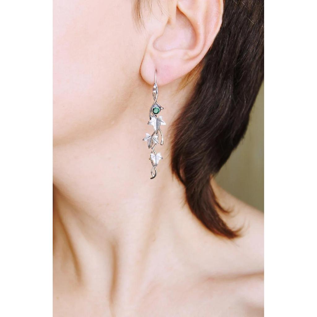 Новые модные серьги-подвески с изумрудным кленовым листом для женщин, ювелирные изделия в стиле бохо, цветочные листья, серебряные висячие серьги на крючках