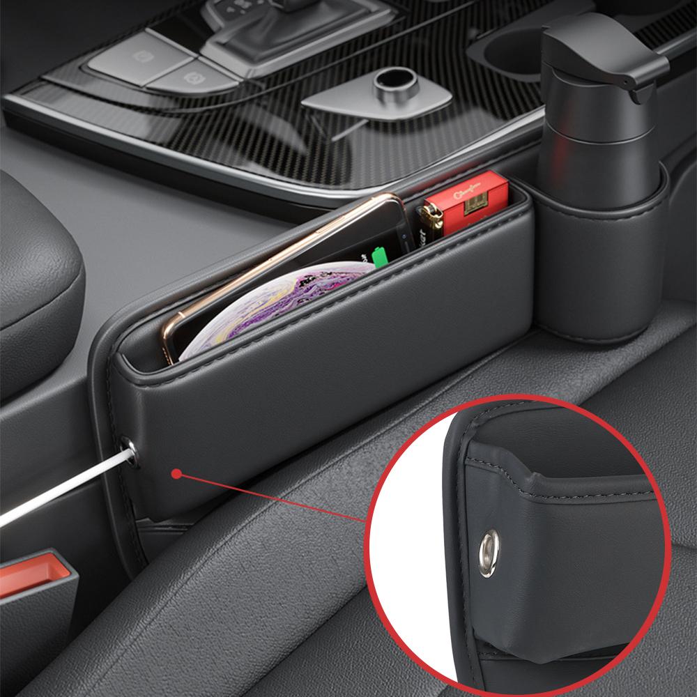 Многофункциональный с подстаканником органайзер для автомобильного сиденья из искусственной кожи автомобильная консоль боковой ящик для хранения мобильных телефонов
