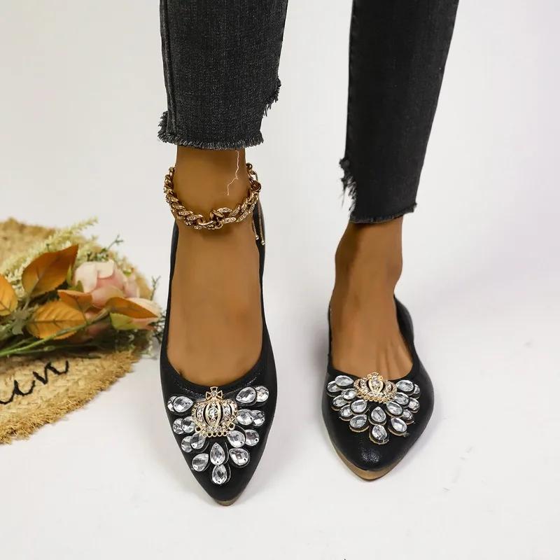 Fashion Hot Sale Shoes Female 2024 New Luxurious Crystal Fashion Women Shoes Soft and Comfortable Foldable Women's Flats Shoes Zapatos