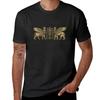 Gold Assyrian Winged Lion and Winged Bull - Lumasi with Tree of Life Over Black Canvas T-Shirt Anime Men Clothing