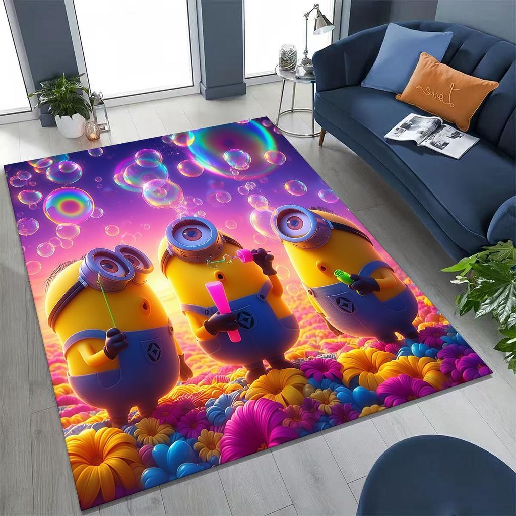 3D Cartoon Minions Despicable Me Rug for Bedroom Living Room Sofa Home Doormat Decor, Large Kids PLAY Non-slip Floor Mat Gift