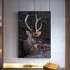 Олень в лесу, холст, картина, настенная живопись с изображением животных, постеры и принты для декора гостиной, крыльца, украшения дома, Куадрос