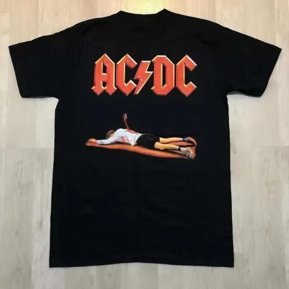 Новая Хлопковая Футболка с Принтом Рок-Группы AC/DC Певец Женская Мужская Высокое Качество Круглый Вырез Дышащая Y2K Короткий Рукав 2026 Топ для Фанатов