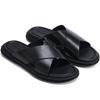 Fashion Men's Full Grain Leather Non-slip Elegant Slippers Top Grade Cowhide Vamp Soft Comfortable Shoes Mens Daily Breathable Sandals