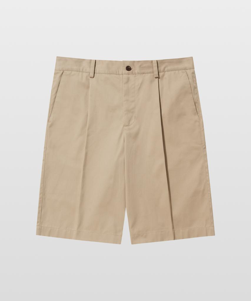 MANNERGRAM [Half Set Japanese Imported Fabric] Single-Pleat High-Density Cotton Half Pants Light Beige