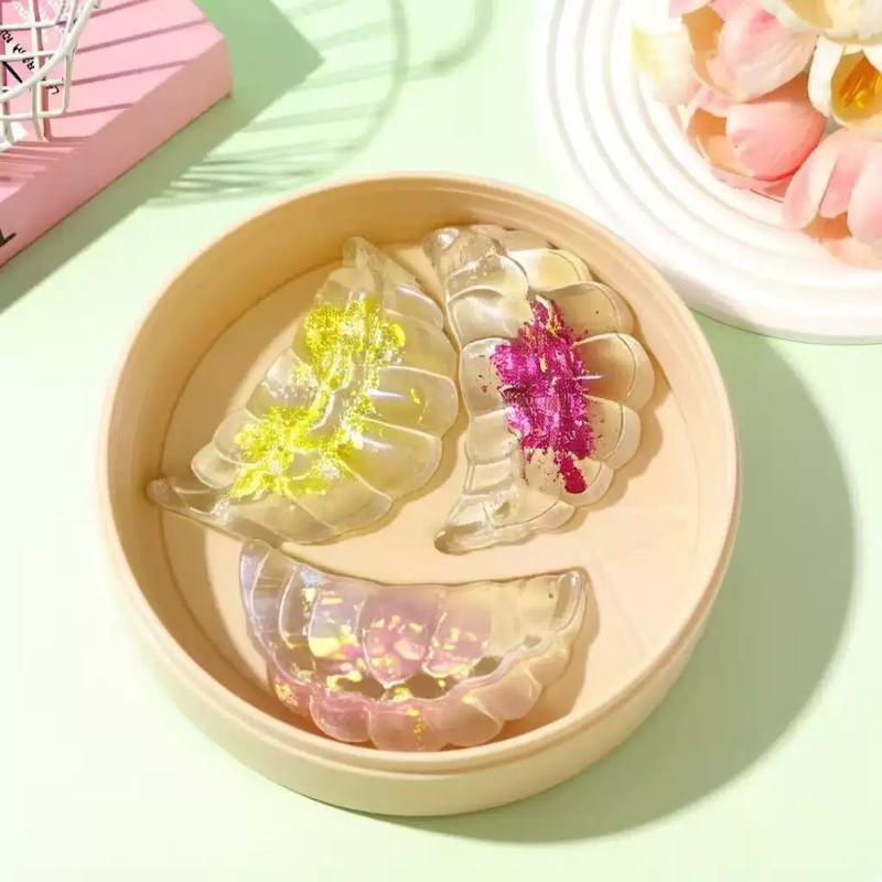 3Pcs Glitter Transparent Dumpling Fidget Toys With Steamer Portable Stress Relief Toy for Kids Adult Office Home