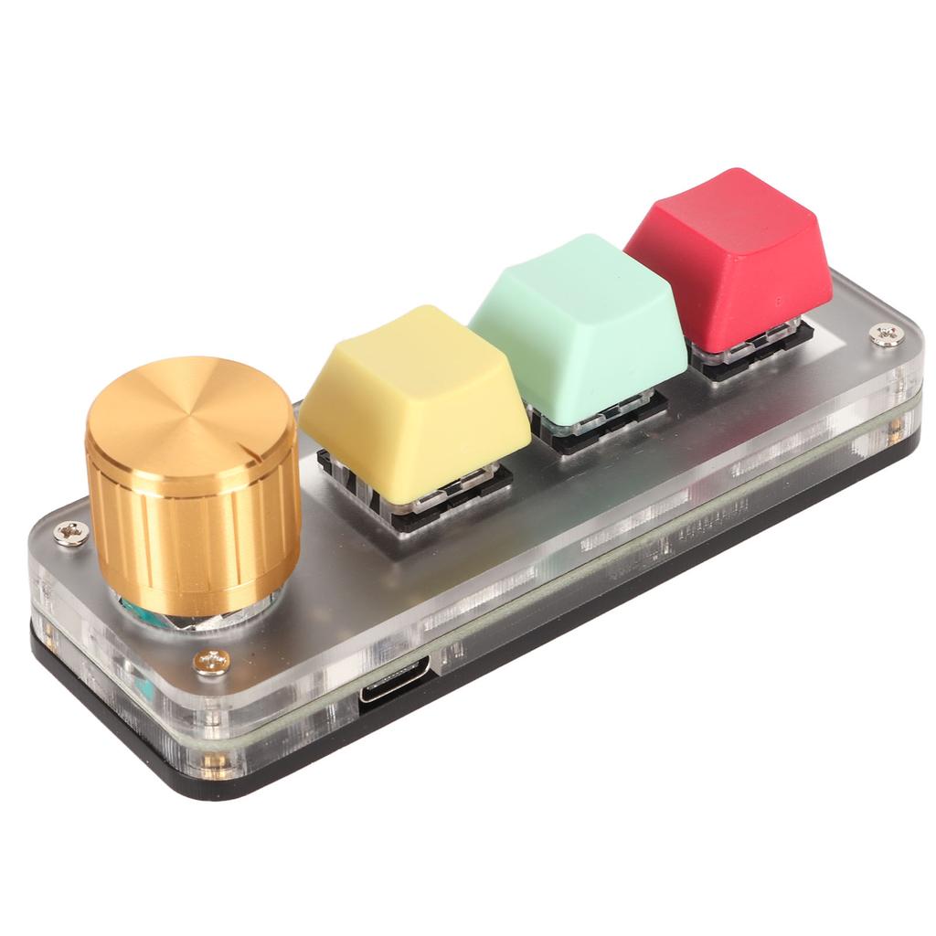 USB 3 Key Keypad with Knob Programmable Type C Wired Connection Blue One Handed Keypad for Gaming
