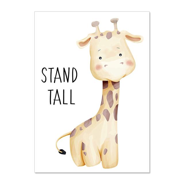 Cartoon Cute Animal Giraffe Lion Monkey Elephant Baby Posters And Prints Wall Art Canvas Painting Wall Pictures Kids Room Décor No Frame