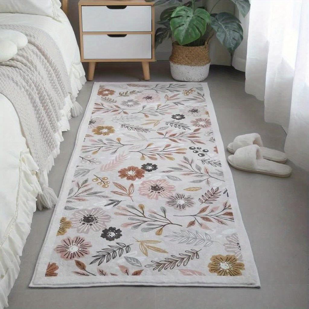 1 шт. Акриловый коврик с цветочным узором, 1200 г/кв.м, моющаяся основа из ТПР, толстый двусторонний акварельный коврик в стиле фермерского дома