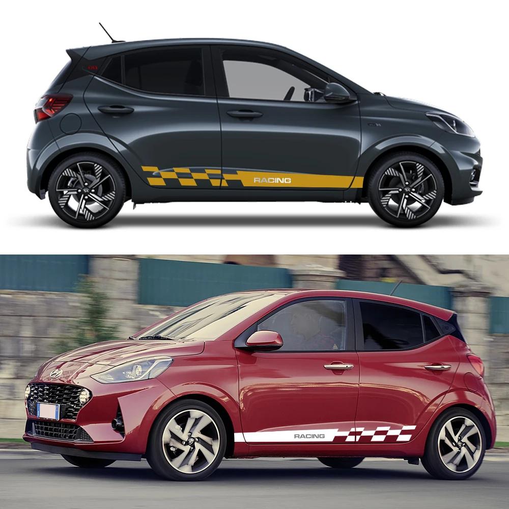 2PCS Car Door Side Skirt Sticker Decor Exterior Waterproof Decal For Hyundai i10 N Line 2007 2008 2009 2013 2014 2019 2023 2024 PP16