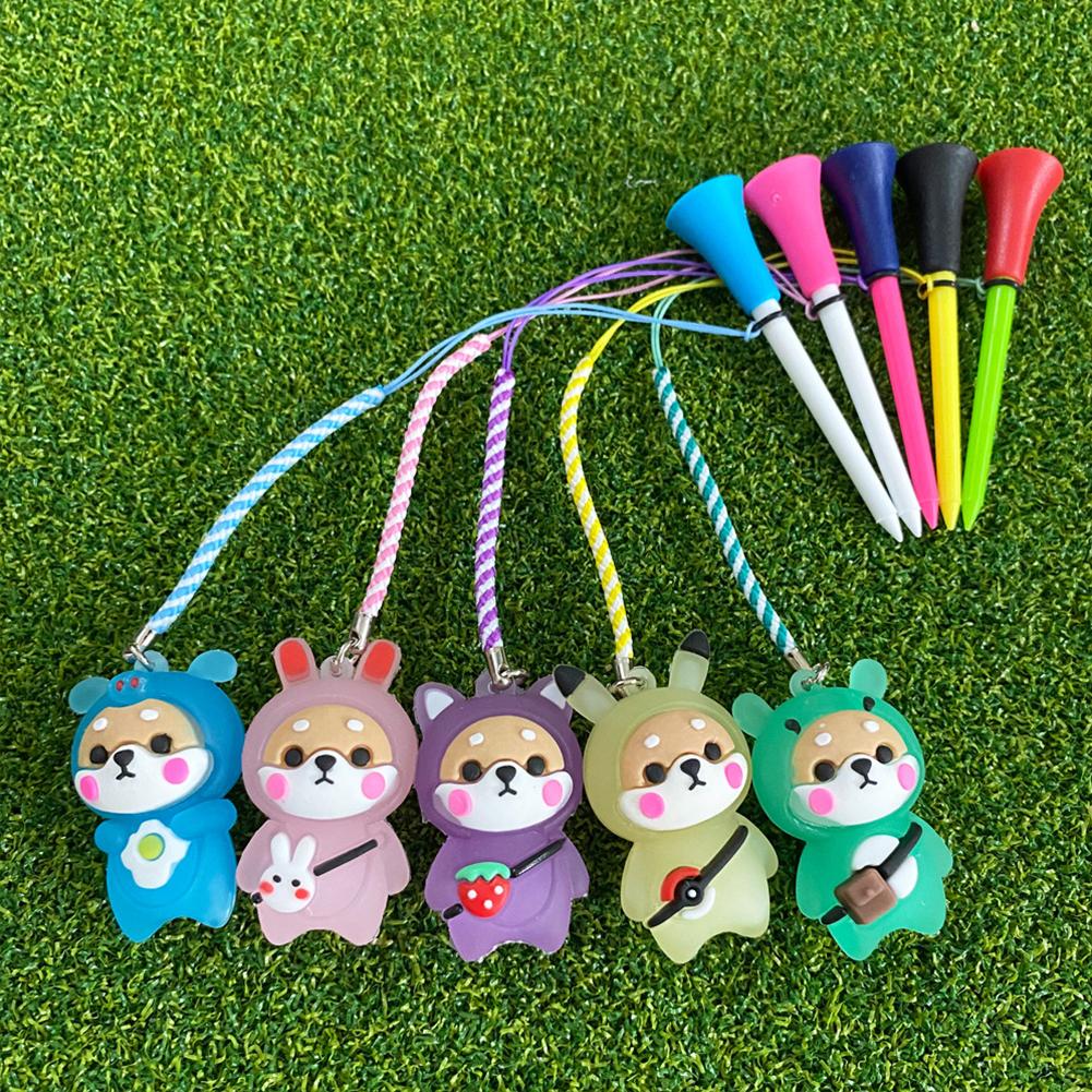 1PC Golf Tees with Glowing Light Random Color, Cute Cartoon Doll Design Golf Ball Holder, Prevent Loss for Golf Training