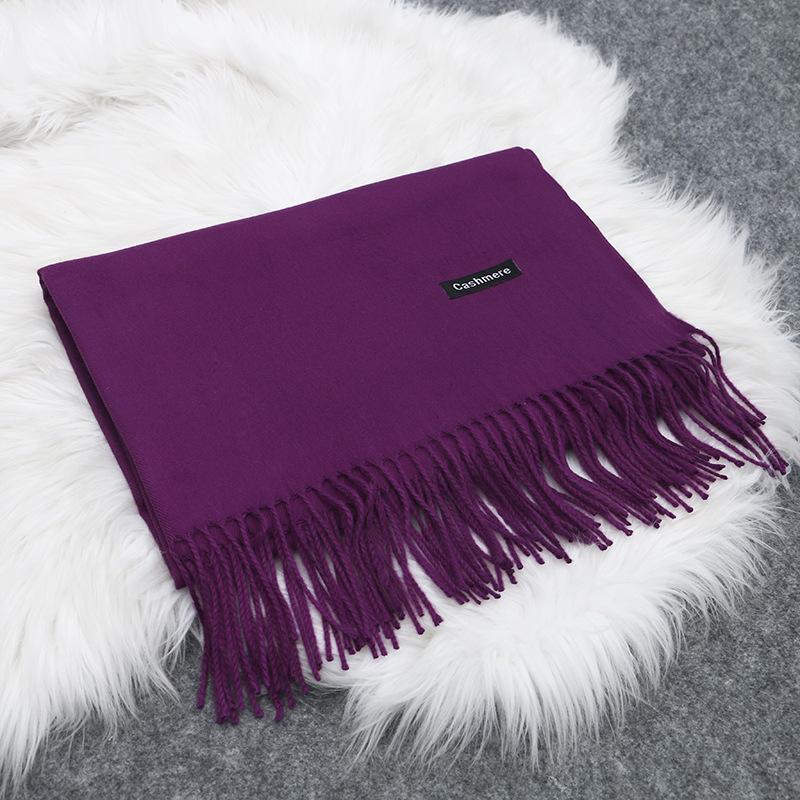 70*200 см осенне-зимний новый женский кашемировый шарф однотонный имитация кашемира шарф толстая вышитая кашемировая шаль