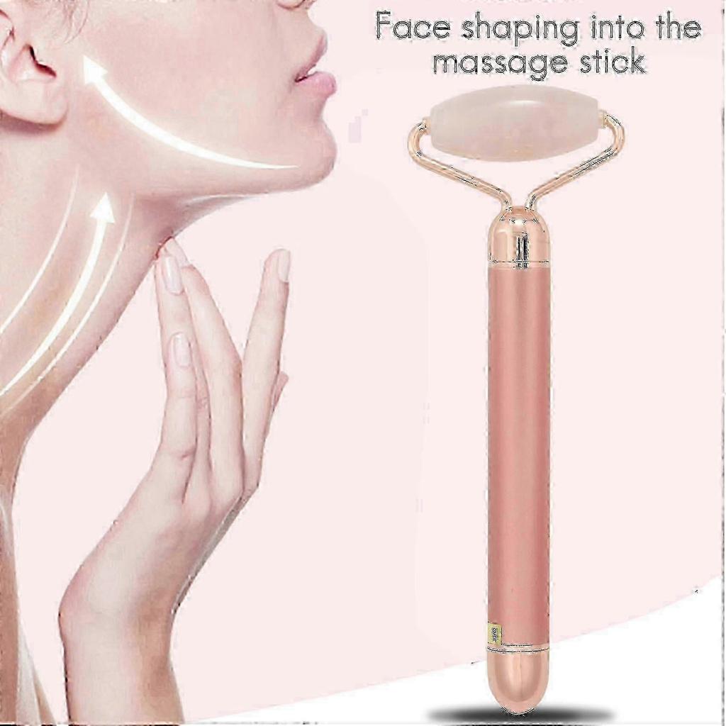 Jade Roller for Face 3 in 1 Electric Vibrating Face Roller Massager Quartz Roller Massager Skin Tightening Rose Gold