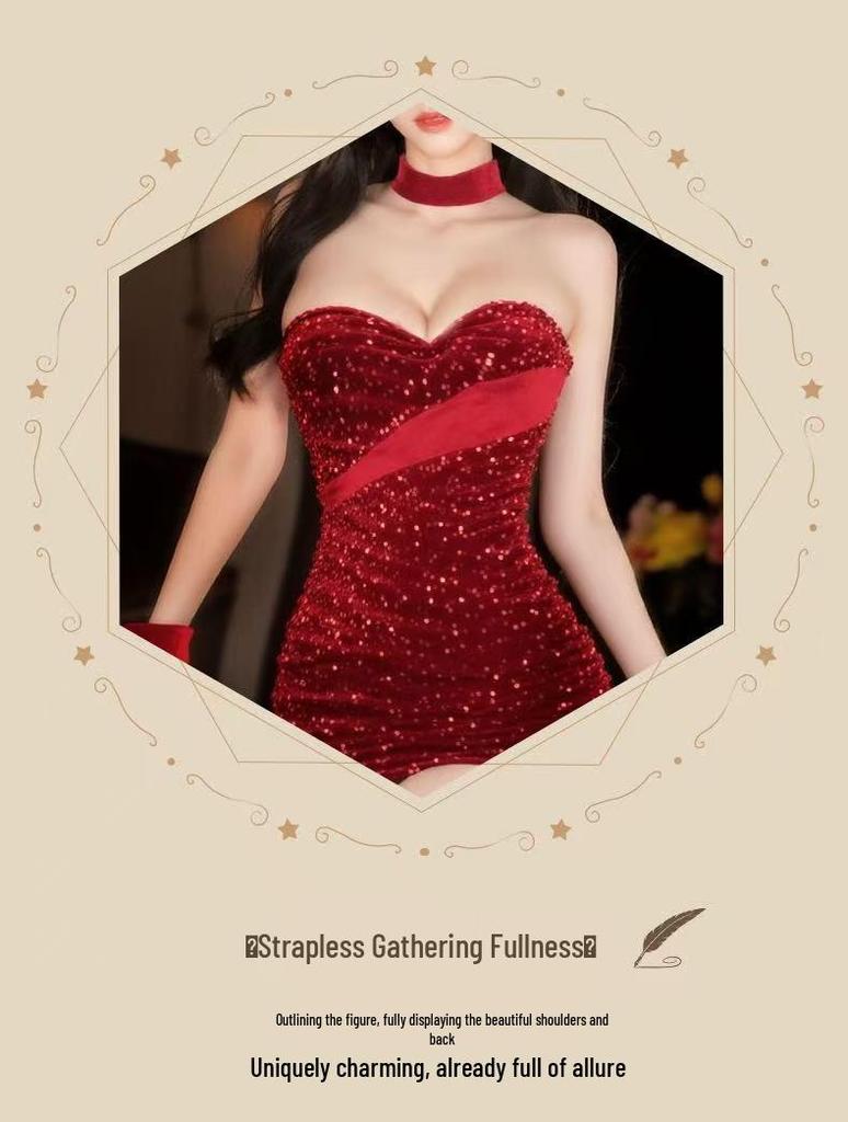 Mu Cheng Velvet Bunny Girl Lingerie Set - Quick Release Christmas Costume