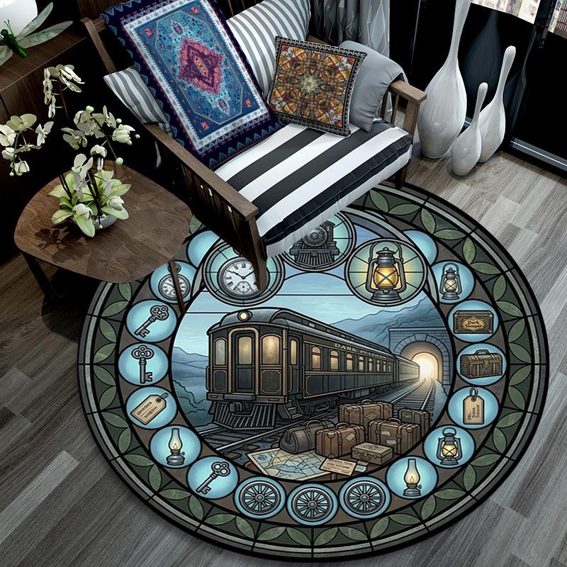 Marine Life Glass Round Area Rug Under Office Chairs Bedroom Living Room Home Decor
