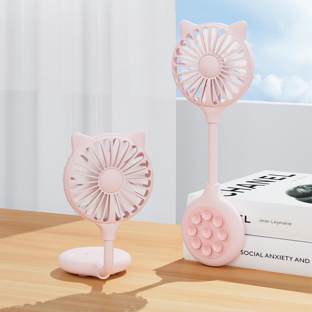 WangT6 Portable USB Mini Folding Fan with Suction Cup for Home and Outdoor Use