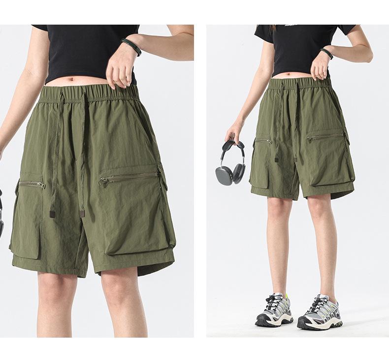 Men's Trendy Summer Loose Straight Cargo Shorts - Nylon Ice Silk, Mid-Length, Casual Fit