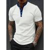 Мужская повседневная полосатая рубашка-henley с коротким рукавом и пуговицами